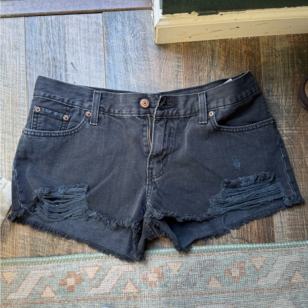Levi's Black Distressed Jean Shorts